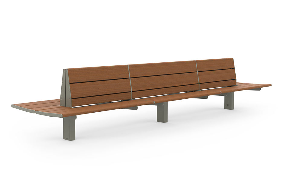 Calidum Light bench double-sided with backrest bamboe