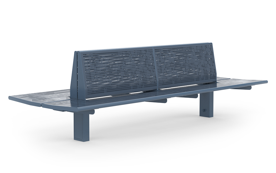 Calidum Light bench double-sided with backrest stainless steel.
