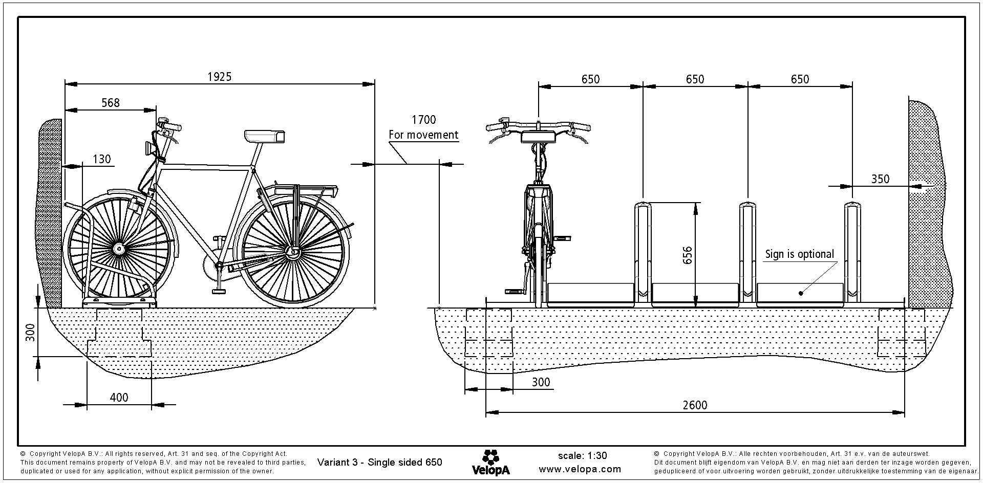 Variant 3 bicycle rack with charging stations