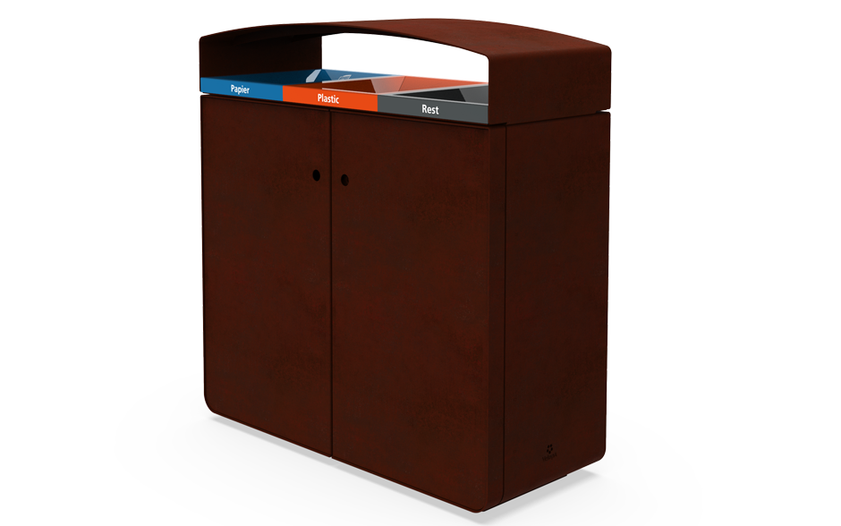 Reposa waste bin triple corten steel