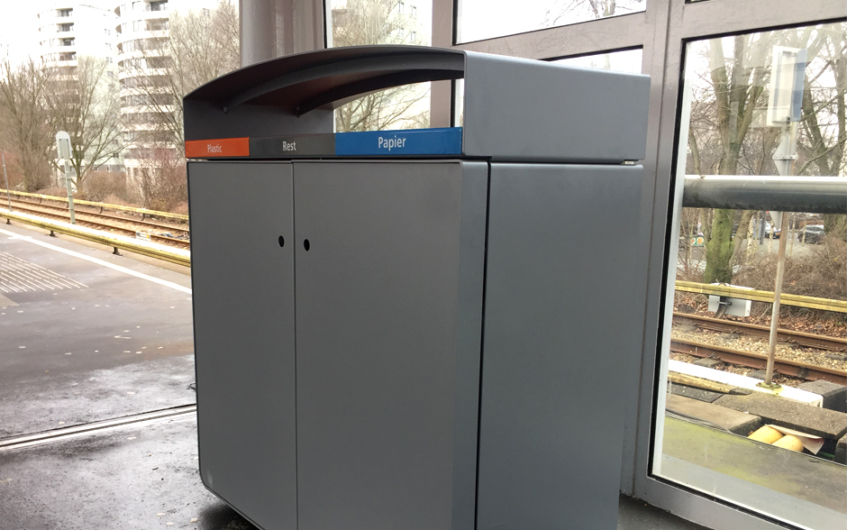 Reposa waste bin triple steel