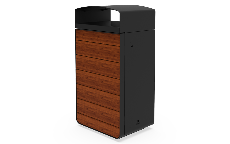 Reposa waste bin single steel & bamboo