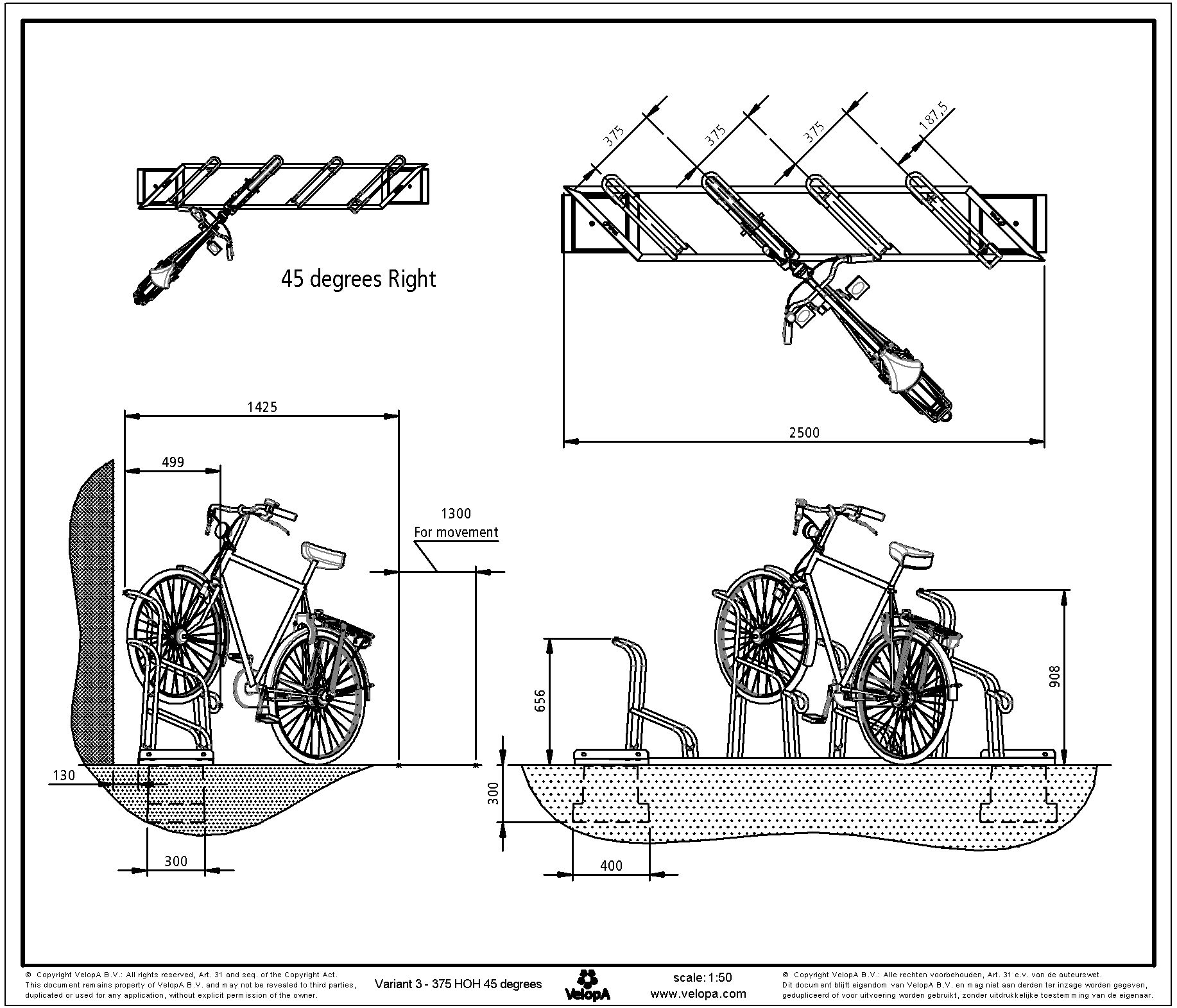 Variant 3 bicycle rack with charging stations