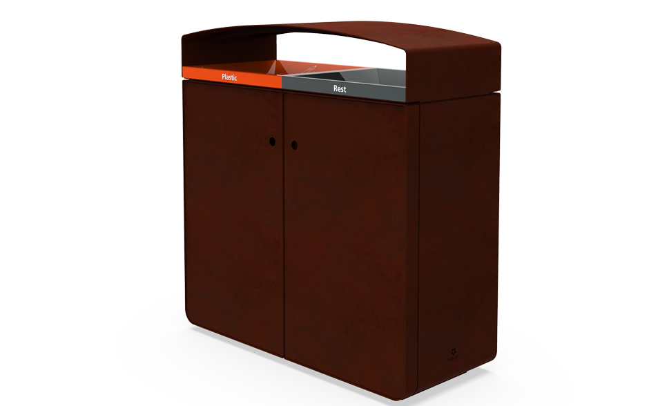 Reposa waste bin double corten steel