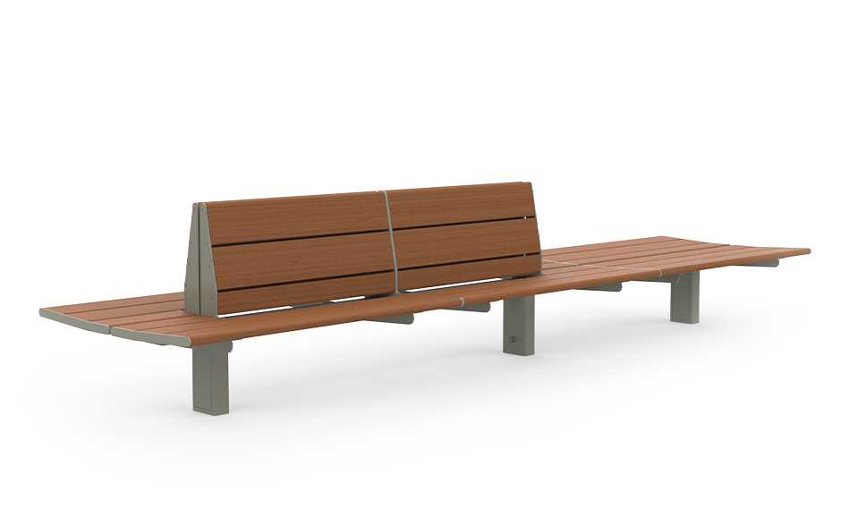 Calidum Light bench double-sided with half-backrest bamboo