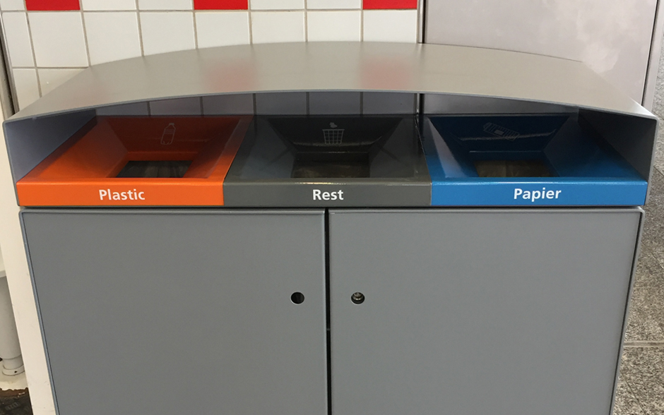 Reposa waste bin triple steel