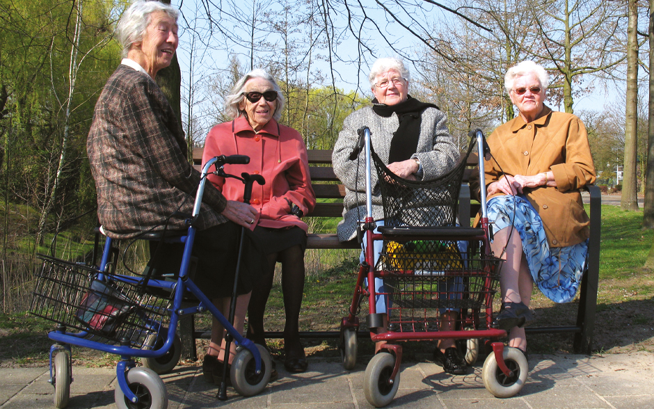 Vivanti bench for the elderly wood with backrest with rollator facility 2 and 1 seater